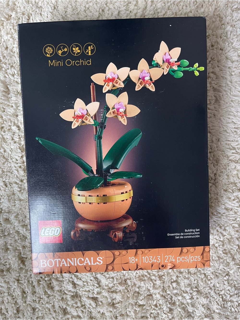 Lego Mini Orchid Display - Pink, Green & Gold
